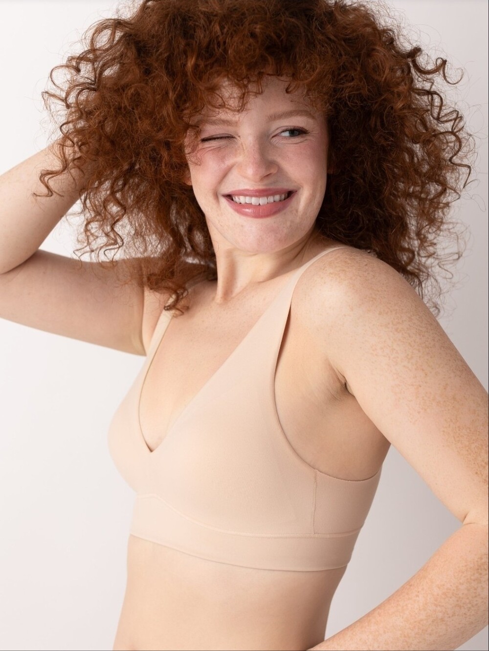 Floatley wireless Beige Nude V-Neck Wireless Seamless Bra - Picture 6 of 6